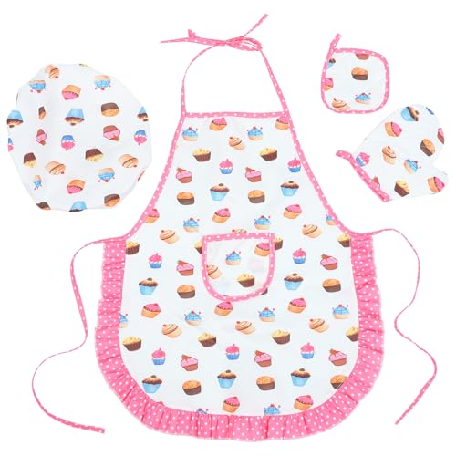 Kisangel Kids Cooking Apron Set with Adjustable Straps Toddlers Chef Cosplay Apron for Children Kitchen Baking Role Play 20.08X15.75 Inches Reusable and Easy to Clean