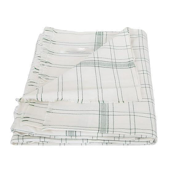 Image of 100% Cotton Soft Beautiful Big Check Single Bed Size Skin Friendly Summer AC Blanket /Khes /Dohar /Top Sheet Set /Chadar (Green Check)