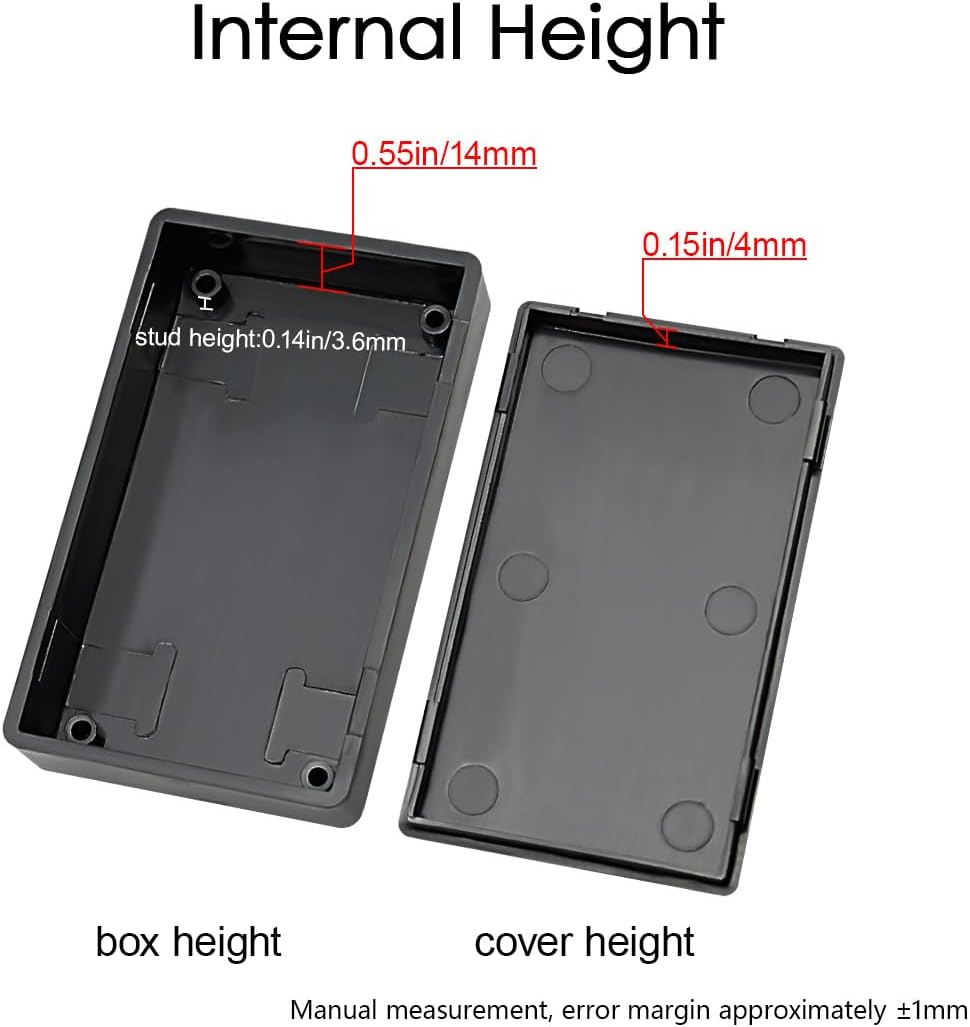 LeMotech Project Box, 5 Pieces ABS Electrical Box Small Junction Box for Electronics PCB Case,Electronic Hobby Box Black, Outside Size 2.8 x 1.7 x 0.7 inch (70x 42x 18 mm)