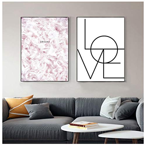 Arte de pared en lienzo de plumas estilo abstracto nórdico 60X80cm x2 1