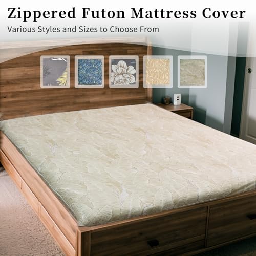 ZonLi-Futon-Mattress-Cover-Twin-Size-for-Traditional-Japanese-Floor-Futon-Mattress-with-ZipperTatami-Floor-Sleeping-Mat-CoverSuper-Soft-and-Machine-Washable-39×80-Hand-Painted-Leaves ZonLi Futon Mattress Cover Twin Size for Traditional Japanese Floor Futon Mattress with ZipperTatami Floor Sleeping Mat CoverSuper Soft and Machine Washable 39×80 Hand Painted Leaves