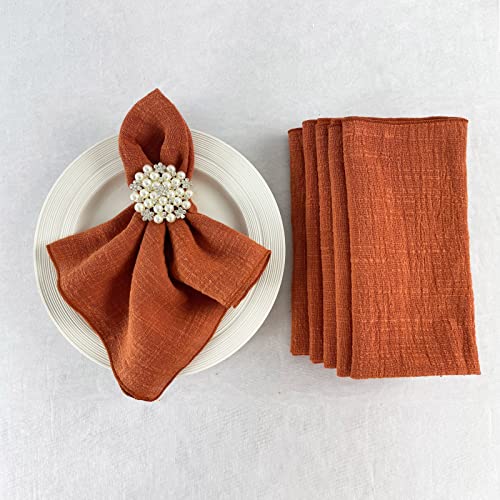 Ehldekol Thick Gauze Cloth Napkins 6 Pack 16X16 Inches 100% Natural Soft Cotton Weddings Decorative Parties Family Everyday Use Bulk Linen Dinner Napkins (Terracotta, 6 Pack) #TOP4