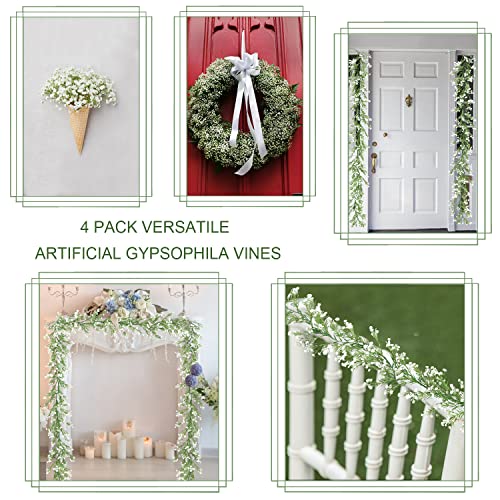 Cekene Artificial Baby Breath Flower Vines 4Pcs 5.8Ft Faux Gypsophila Garland Fake Greenery Garlands With White Flowers Real Touch Gypsophila Hanging For Wedding Backdrop Wall Baby Shower Diy Decor #TOP6