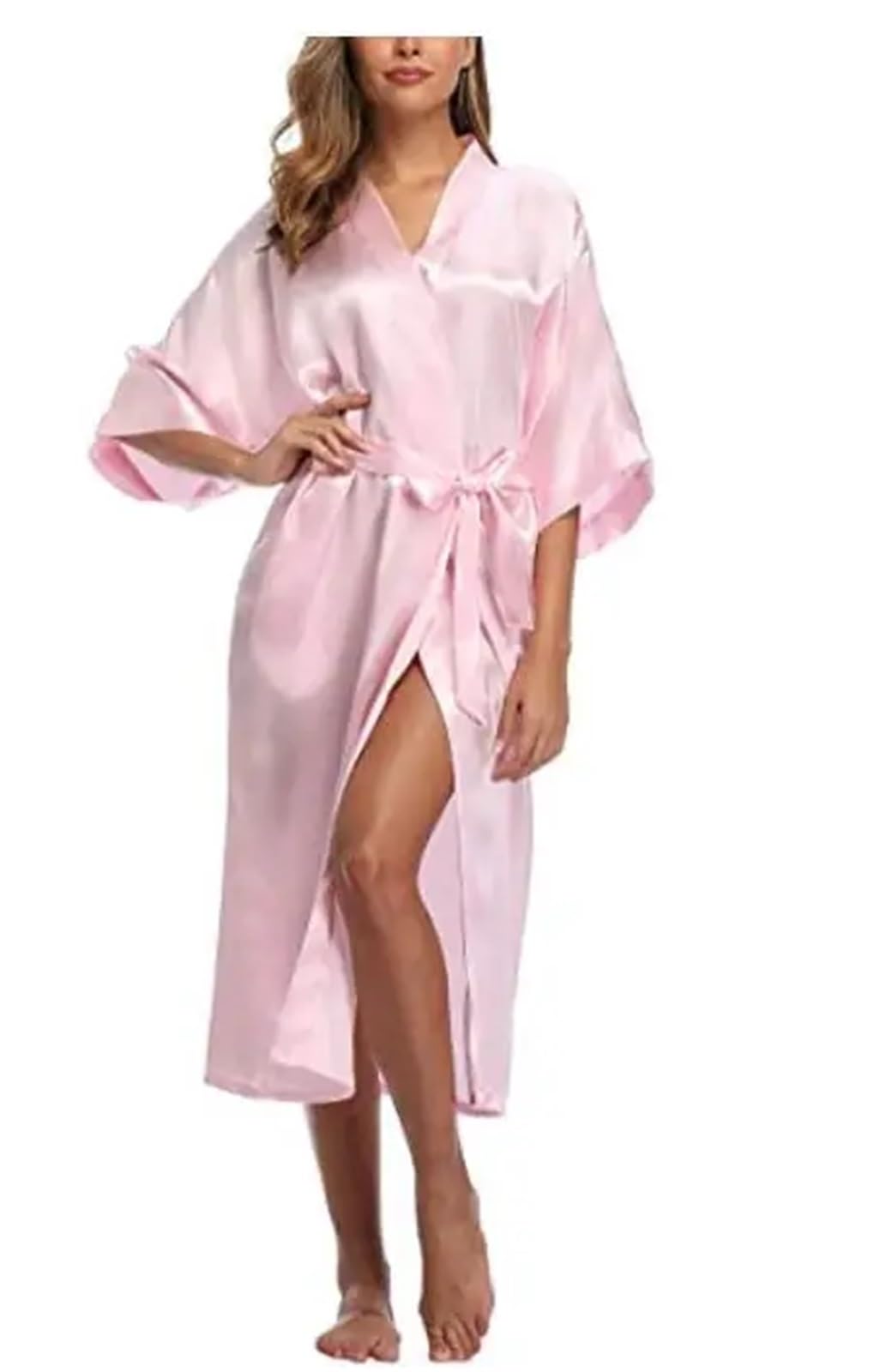 Bata Seda Mujer Bata larga sexy con bolsillo for mujer, for boda, novia, dama de honor, bata de baño, talla grande S-XXXL, vestido de noche