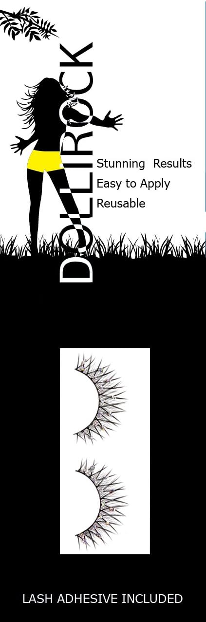 Dollirock 10 Piece False Eyelashes Set, No.518 Flutter Diamonte Style