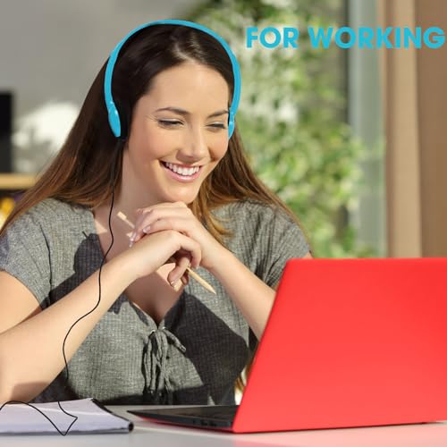 Image of Konohan 30 Pack Headphones Bulk Headphone for School Classroom Student Wired Headphones Adjustable with 3.5 mm Jack for Adults (Sky Blue)