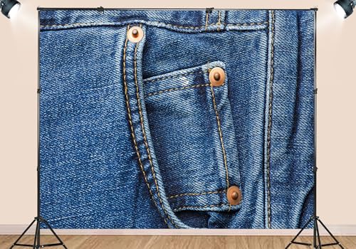 Denim Photography Backdrop, Blue Jean Fabric Background with Copper Rivets, Professional Studio Photo Props for Home Wall Decor 7X5ft Fabric by SHDASMIL - Used condition - Image 3