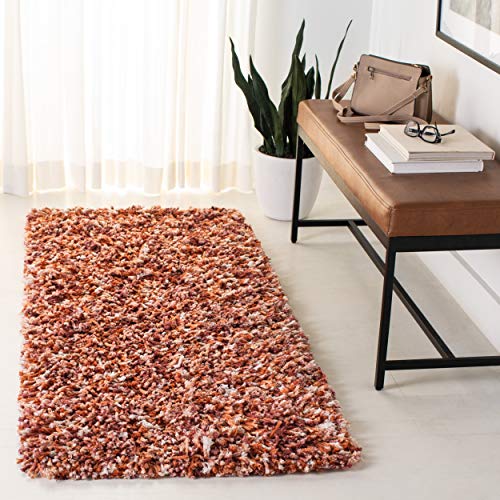 SAFAVIEH Rio Shag Collection 2'6" x 4' Rust / Ivory
