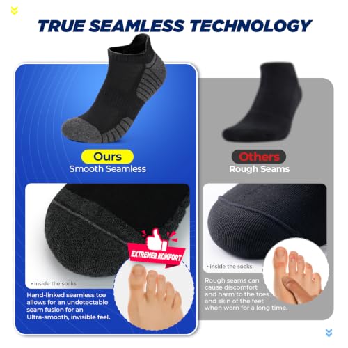 Image of TANSTC Athletic Running Ankle Socks,6Pairs Cushioned Low Cut Anti-Blister Tab Sports Sock Men Women