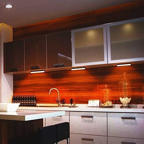 Otinlai Under Cabinet Lights,20 LED Motion Sensor Lights, Night Light,Led Battery Lights,Motion Led Light Bar, USB Rechargeable Magnet LED Lights Stick on Anywhere (Silver 20 LED)