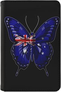 Butterfly Australia Australians Flag Passport Holder Cover Wallet Case Novelty PU Leather with Card Slot Travel Accessories Protector for Women Men