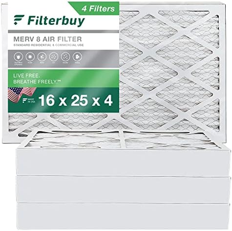 Filterbuy 16x25x4 Pleated Air Filters, Replacement For HVAC AC Furnace
