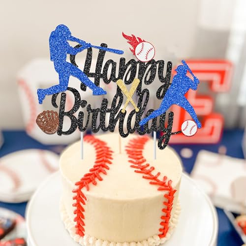 Baseball Birthday Party Cake Topper Glitter Baseball Party Decoration for Boys Baseball Party Cake Topper for Baseball Player Birthday Party Decoration Sport Theme Baby Shower Supplies(Black) by C L cooper life - Used condition - Image 7