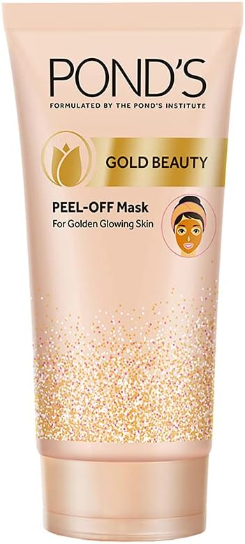 POND'S Gold Beauty Peel Off Mask, Argan Oil, Golden Glowing Skin, Removes Dead Skin Cell, Refine Pores, Smooth Skin, Instant Glow, 80 g