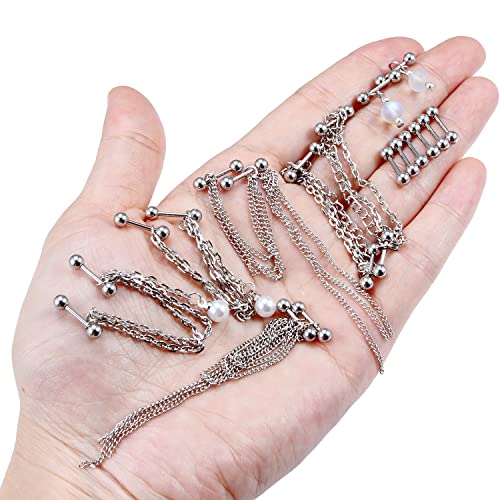 Vqoxaggi 16G Chain Industrial Earrings Stainless Steel Industrial Piercing Jewelry Double Helix Earring For Women Men #TOP4