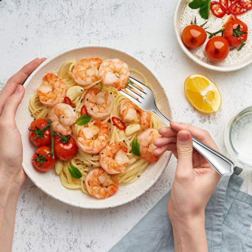 E-Far Dinner Forks Set Of 12, E-Far 7.9 Inch Stainless Steel Forks For Home, Kitchen Or Restaurant, Non-Toxic & Mirror Polished, Scalloped Edge & Dishwasher Safe thumb #3