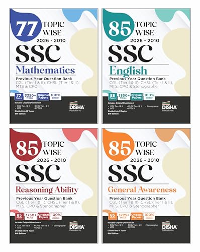 Image of Combo (4 Books) 85 Topic-wise 2025 - 2010 SSC Mathematics, English, Reasoning & General Awareness Previous Year Question Bank - CGL (Tier I & II), CHSL (Tier I & II), MTS, CPO & Stenographer 8th Edn