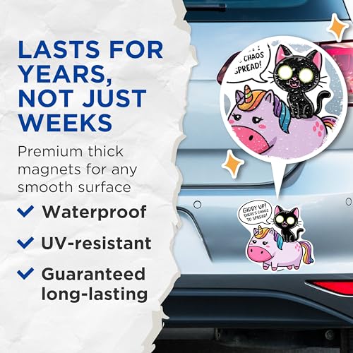 Imanes divertidos gato en unicornio, pack 2, 5 pulg miniatura 4