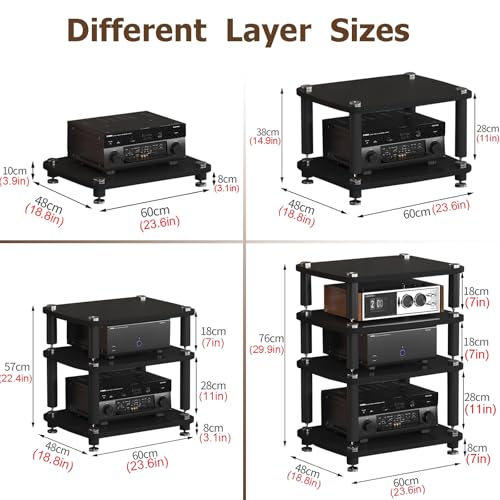 Tour HiFi O Rack à 4 niveaux avec pieds anti-chocs pour lecteur CD, maison/bureau/o/vidéo/kino (Bei) – vue 2