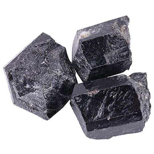 Walfront 1Pcs Turmalina Natural Piedra de Cristal de Cuarzo Natural Turmalina Negra Piedra Curativa Material de la Joya Aproximadamente 100g (5-7cm) Cover