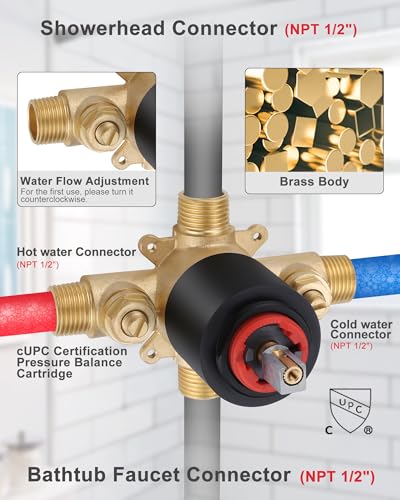 Ensemble de robinet de douche noir mat contre le calcaire ARCORA - 5