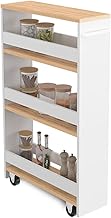 IDMarket - HAGA space-saving kitchen trolley with shelves in white and beech look