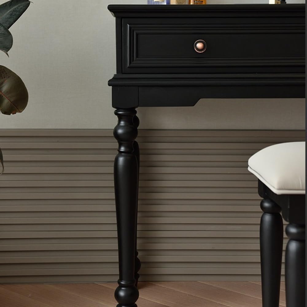 Tavolo della vanità Toeletta americana retro nera in legno massello con cassettiera combinata dal design moderno e minimalista