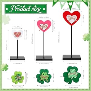 Valentines Day St Patrick s Day Decorations Wooden Sign on Stand Valentines Decor St Patrick s Shamrock Clover Signs Heart Standing Tabletop Centerpiece Decor for Party Favor Supplies