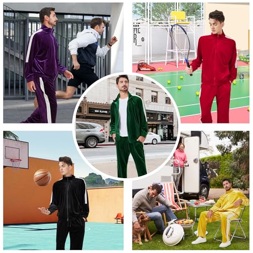 Mens Tracksuit 2 Piece Velour Sweatsuit for Men Casual Full Zip Jogging Suit Jacket Pants Set 6