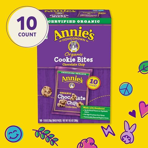 Annie\'s Organic Chocolate Chip Cookie Bites, 10 Pouches, 10.5 oz - Thumbnail 4