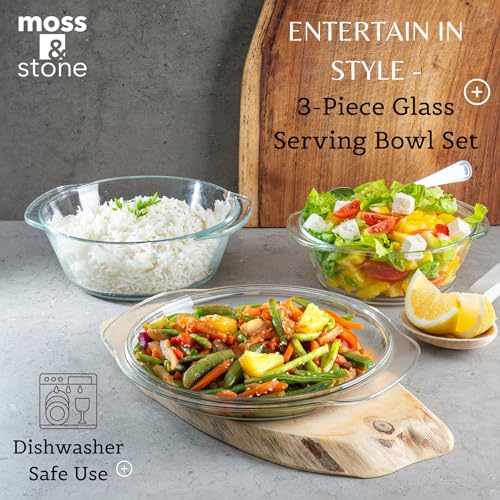 Moss & Stone 6-Piece Clear Glass Casserole Dishes for Oven With Lids, Durable Tempered Borosilicate Glass Bakeware Set, Microwave Safe, 3 Round Sizes for Cooking, Serving & Storage by Moss & Stone - Image 6