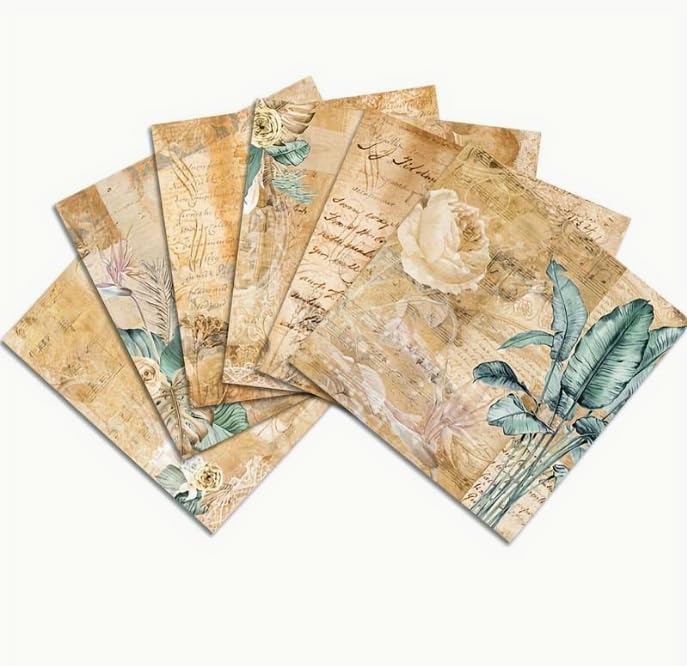 Papier Scrapbooking Syntego 24 Feuilles - 12 Motifs Vintage | 160g/m² Sans Acide | 30x30cm | Pour DIY