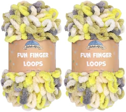 JubileeYarn Fun Finger Loops Yarn - Polyester Jumbo Weight Loop Yarn - 100g/Skein - Hestia - 4 Skeins