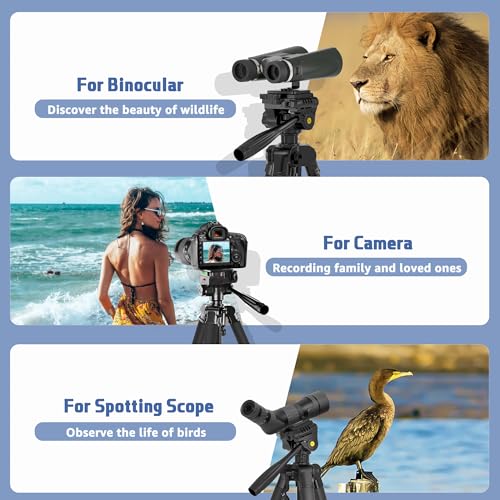 image for Lusweimi Binocular Tripod, 72” Spotting Scope Tripod Stand with Bino