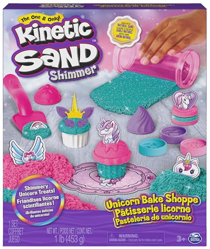 Kinetic Sand Sable Magique - Coffret Patisserie Licorne 453 G - Créations Thème Féérique Licorne - Moules Outils Accessoires - Alternative Pâte À Modeler - Jouet Enfant 3 Ans Et + - Loisirs Créatifs