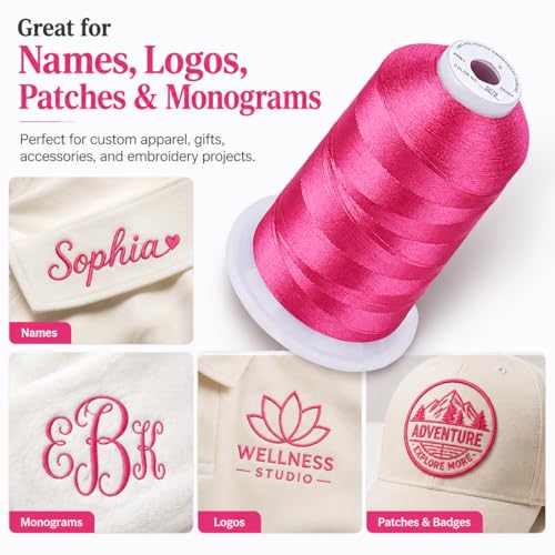 Image of Simthread Embroidery Machine Thread 5000M 40WT Polyester, Passion Pink S078 | 5000M 40WT polyester thread feeds smoothly for home or commercial embroidery projects.