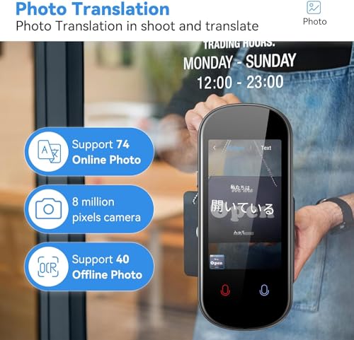 Language Translator Device 137+ Languages Instant Two-Way Translator Device, Real Time Voice Translation Device Support Online/Offline/Photo Translation with 3”HD Touchscreen for Business Travel Gift - Thumbnail 3