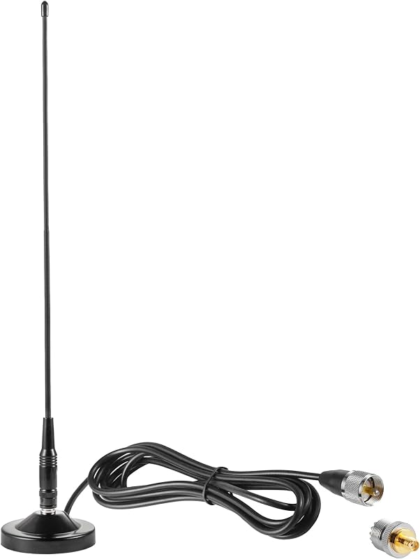 Vehicle Car Mobile Ham Radio GMRS Soft Whip Antenna, UHF VHF 136-174MHz 400-470MHz 2meter 70CM Magnetic Base Mount Antenna for Motorola Kenwood Midland BTECH and BaoFeng Mobile Radios, Eifagur