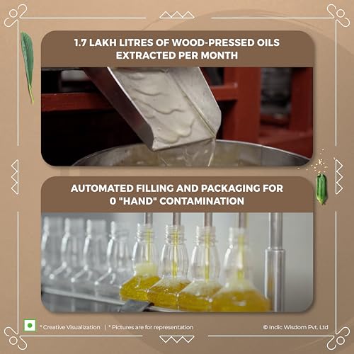 Image of IndicWisdom Wood Pressed White Sesame Oil 1 Liter (Cold Pressed White Sesame Oil - Extracted on Wooden Churner)