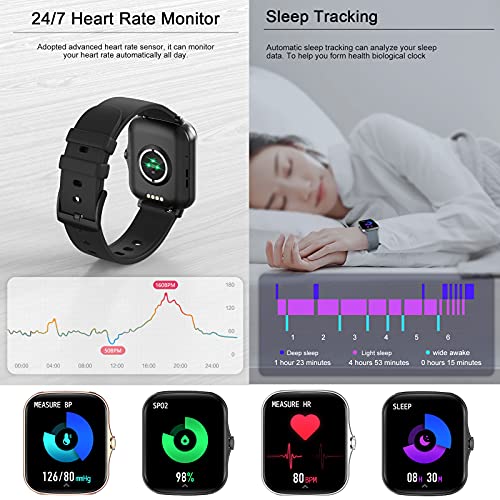 Smart Watch (Answer/Make Call), Life Waterproof Fitness Watch With Blood Pressure Heart Rate Spo2 Sleep Tracker Voice Control, Sports Smart Watches For Women Men For Android Ios Phones (Black) #TOP2