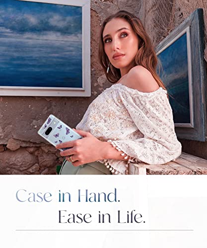 Guovlin Design For Google Pixel 7A Case 6.1" With Screen Protector, Flower Shockproof Hard Back & Soft Edge Clear Floral Women Protective Phone Cover, 2023 (Dreams Purple) #TOP5