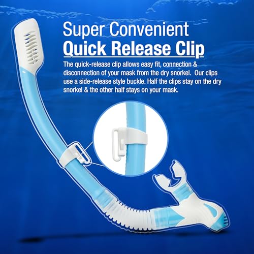 Kraken Aquatics Scuba Dry Snorkel for Adults with Purge Valve, Light Blue by Kraken Aquatics - Used condition - Image 5