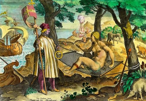 Lienzo de Theodore De Bry sobre Amerigo Vespucci: arte moderno HRJUBWREE 60x90cm