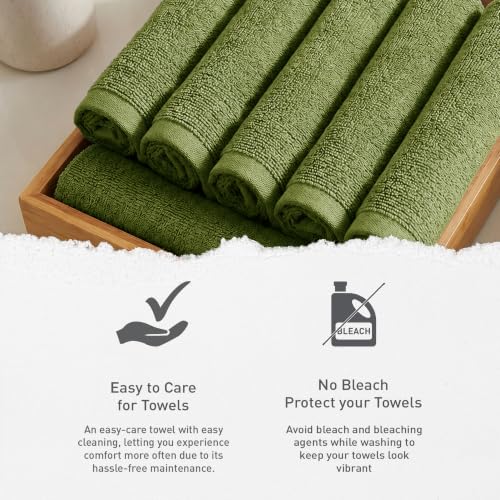Image of MYTRIDENT Face Towel | Urban Comfort | Quick Drying | Travel Friendly | for Men /Women | 6 Pc Face Towel (30 cm x 30 cm) | 100% Cotton 450 GSM - Olive