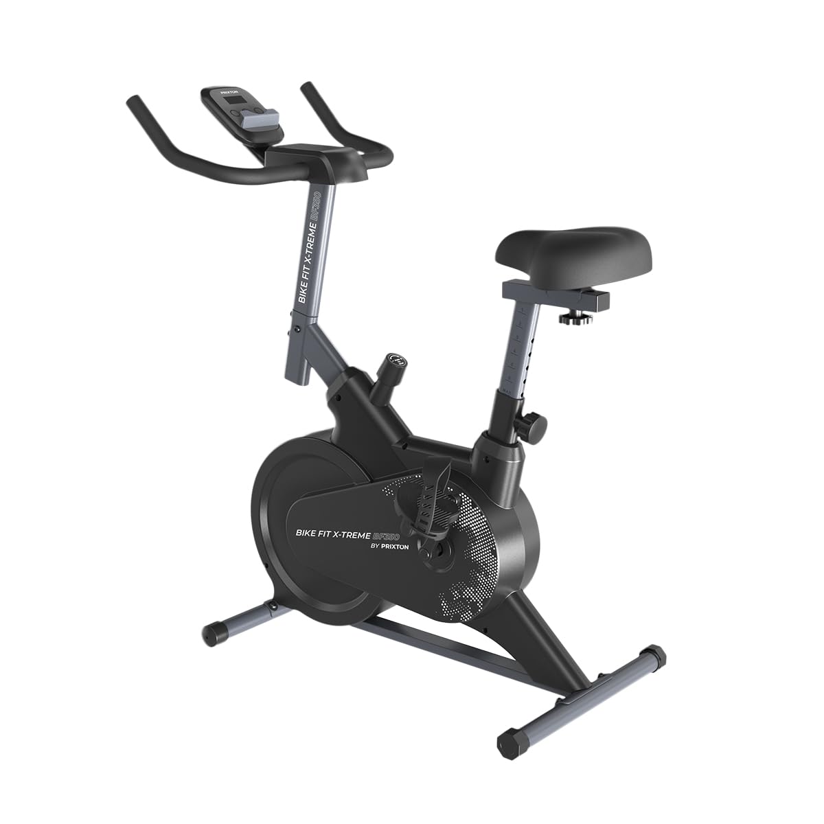PRIXTON Bicicleta Estática Bike Fit Xtreme para cardio y fitness, Bicicleta de Spinning con Resistencia 6 kg, 7 niveles, Pulsómetro y Pantalla LED, Soporte para dispositivos