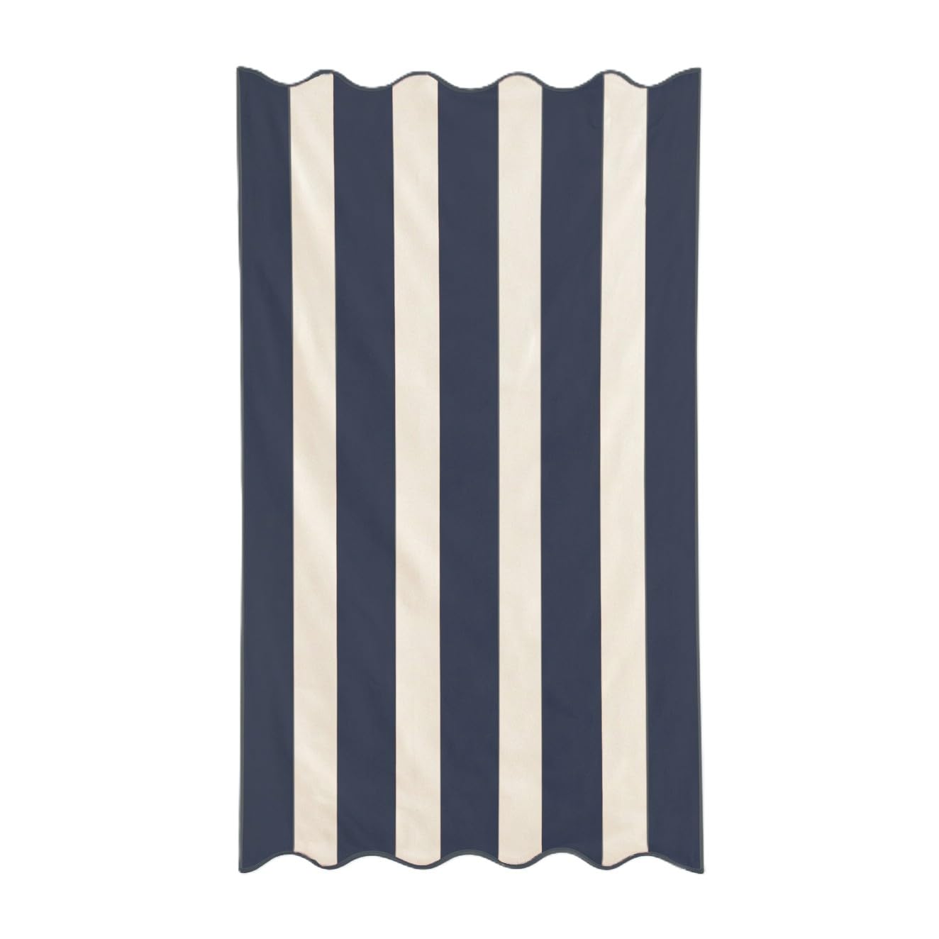 Allure Bath Fashions Navy Allure Extra Large Striped Scalloped Beach Towel 90 X 170Cm – 100% Cotton Stripe Towel For Beach, Pool & Travel, Super Soft & Absorbent, Quick Dry, Plush Dual-Sided Velour & Terry (Navy)
