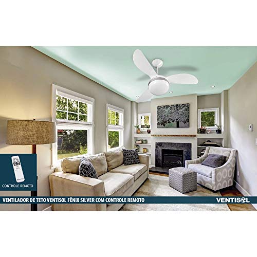 Ventilador de Teto Ventisol Fênix Branco/Silver com Controle Remoto 3 Pás Premium - 127v
