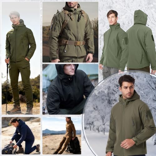 Tauiane Set Completo Da Sci Da Uomo In Due Pezzi, Giacca Softshell Da Uomo, Tuta Da Snowboard Da 2 Pezzi, Set Completo Da Combattimento Militare Impermeabile Dell'esercito,Verde,M - 8