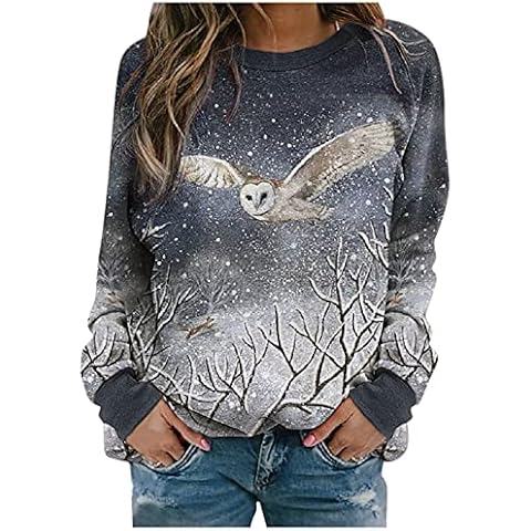 VESNIBA Sweatshirts Loose Fit Women's Casual Long Sleeve Crewneck Sweatshirt Dreamy Printed Loose Pullover Tops Shirts Cover
