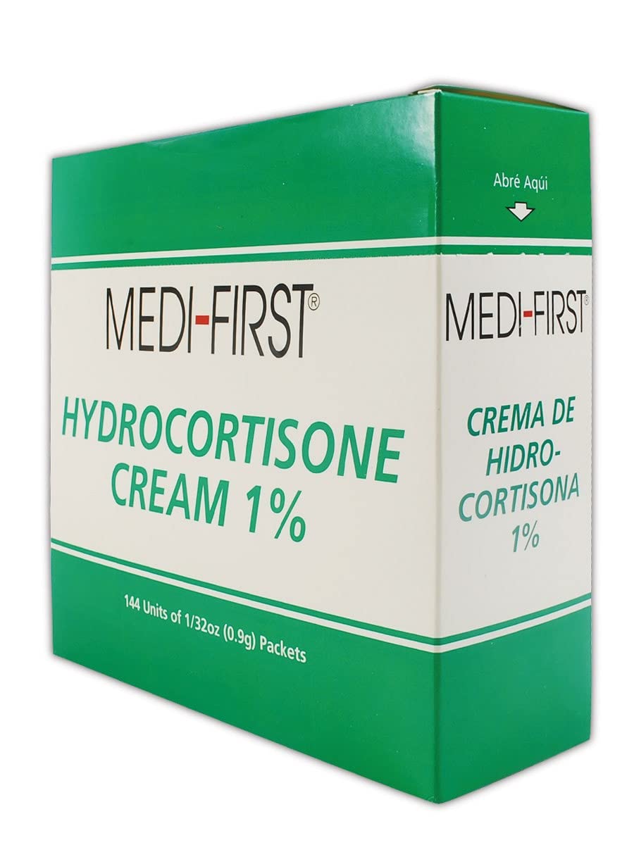 MP211-35 Medi-First 1% Hydrocortisone Cream, 0.9 g, Standard, Green/White (Pack of 144)